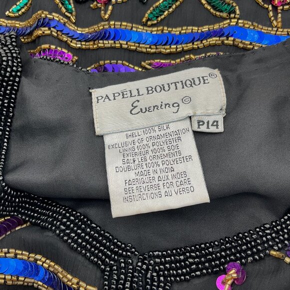 Papell Boutique Evening Multicolored Embellished Beaded Sequined Silk Jacket 14P - Picture 7 of 10